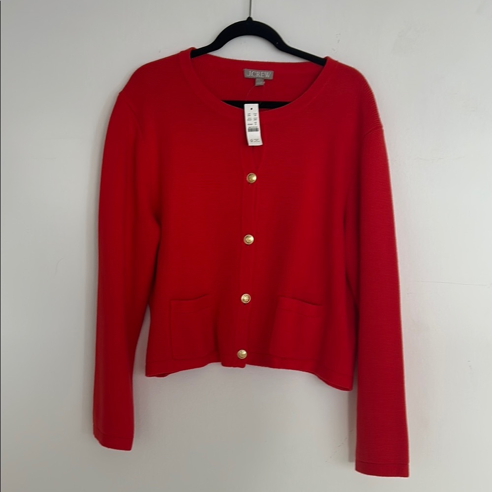 J. Crew NWT Red Button-Up Cardigan XL